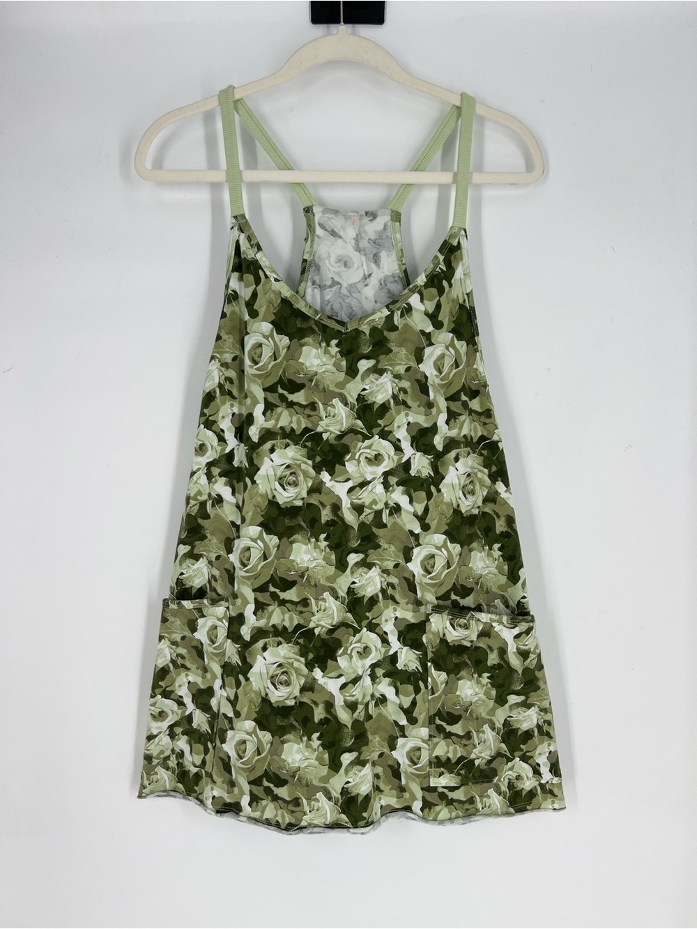 Free People Movement Olive Green Camo Floral Roses Hot Shot Strappy Romper S